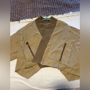 Young Fabulous & Broke Size Medium Olive Green Slouchy Cropped Fara Jacket Open